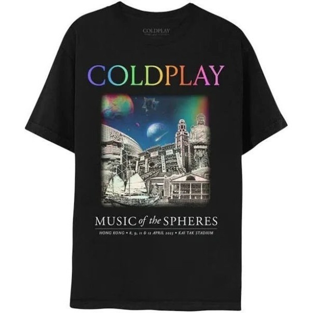 Coldplay World‎ Tour 2025 Merch Music of the Spheres T-Shirt - Black - Large